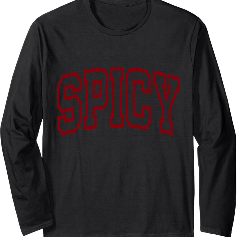 Spicy Women's Sassy Black Crewneck T-Shirt with Varsity 'Spicy' Logo